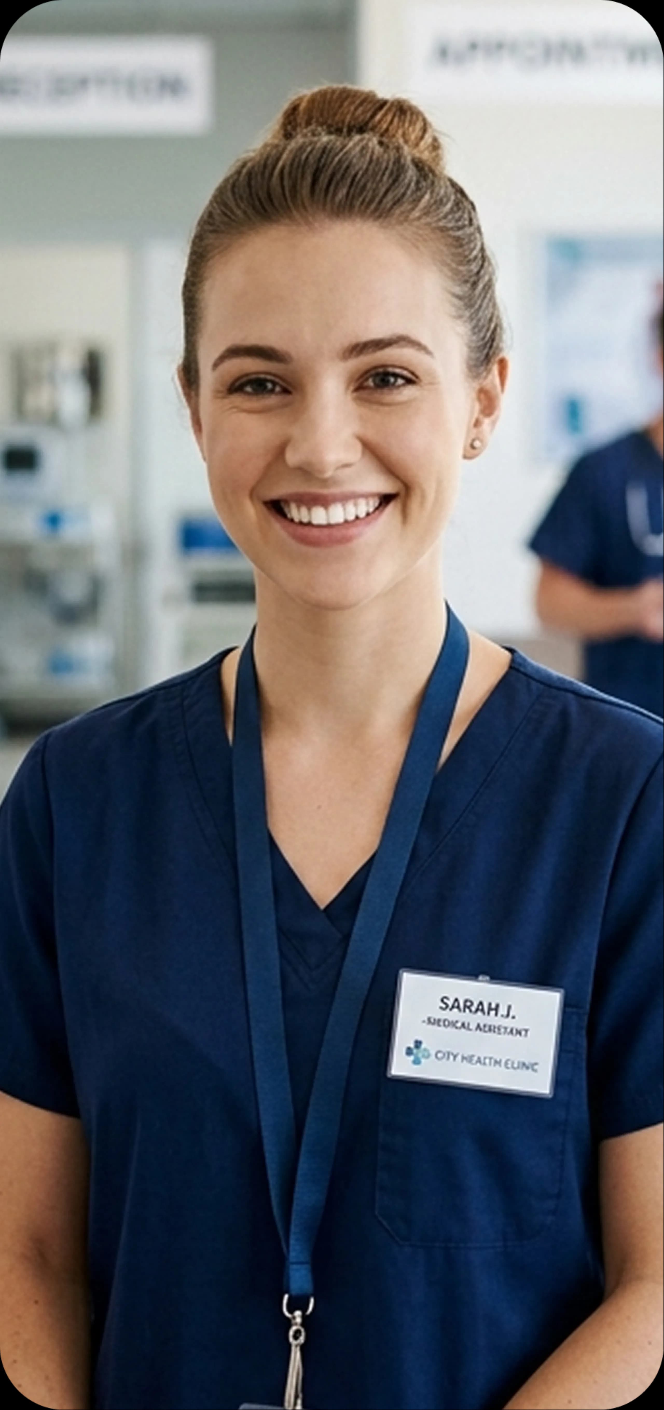 A medical assistant at reception