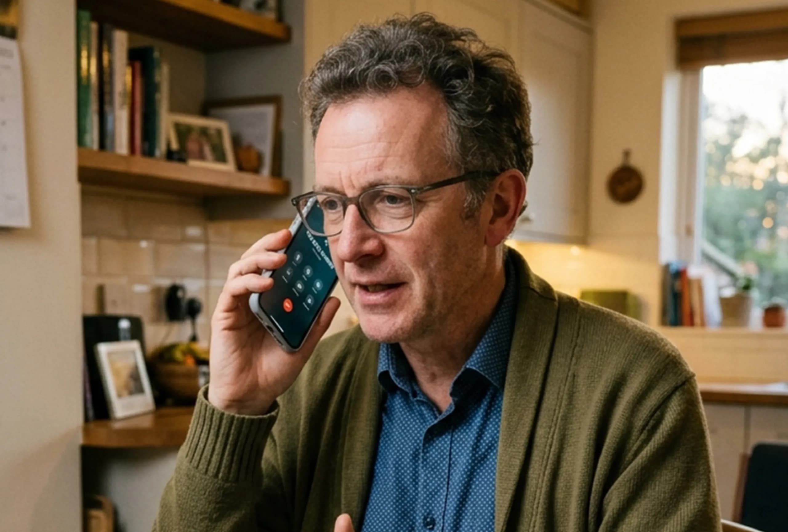 A patient on the phone at home